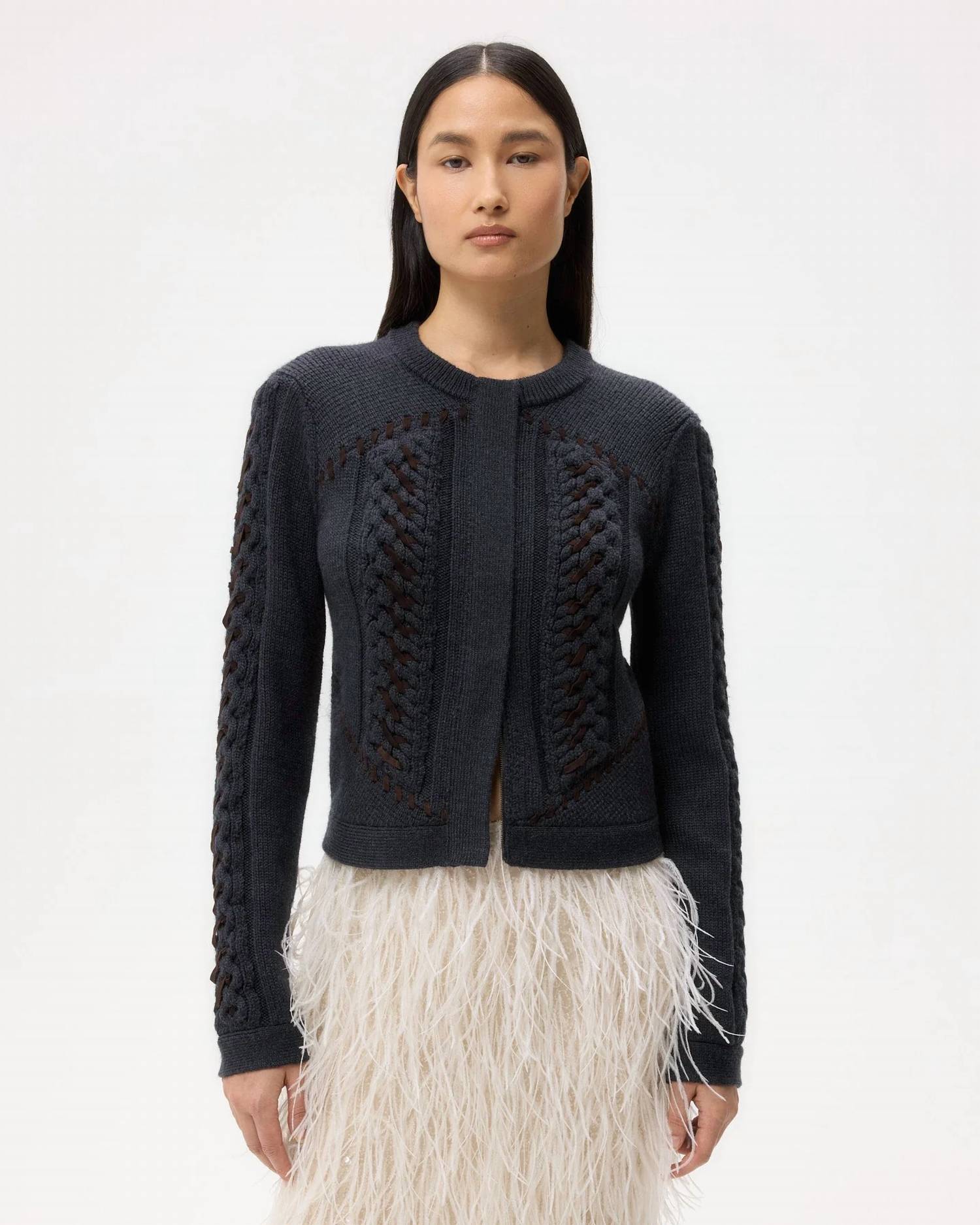 Twp - Suede Cable Sweater Jacket