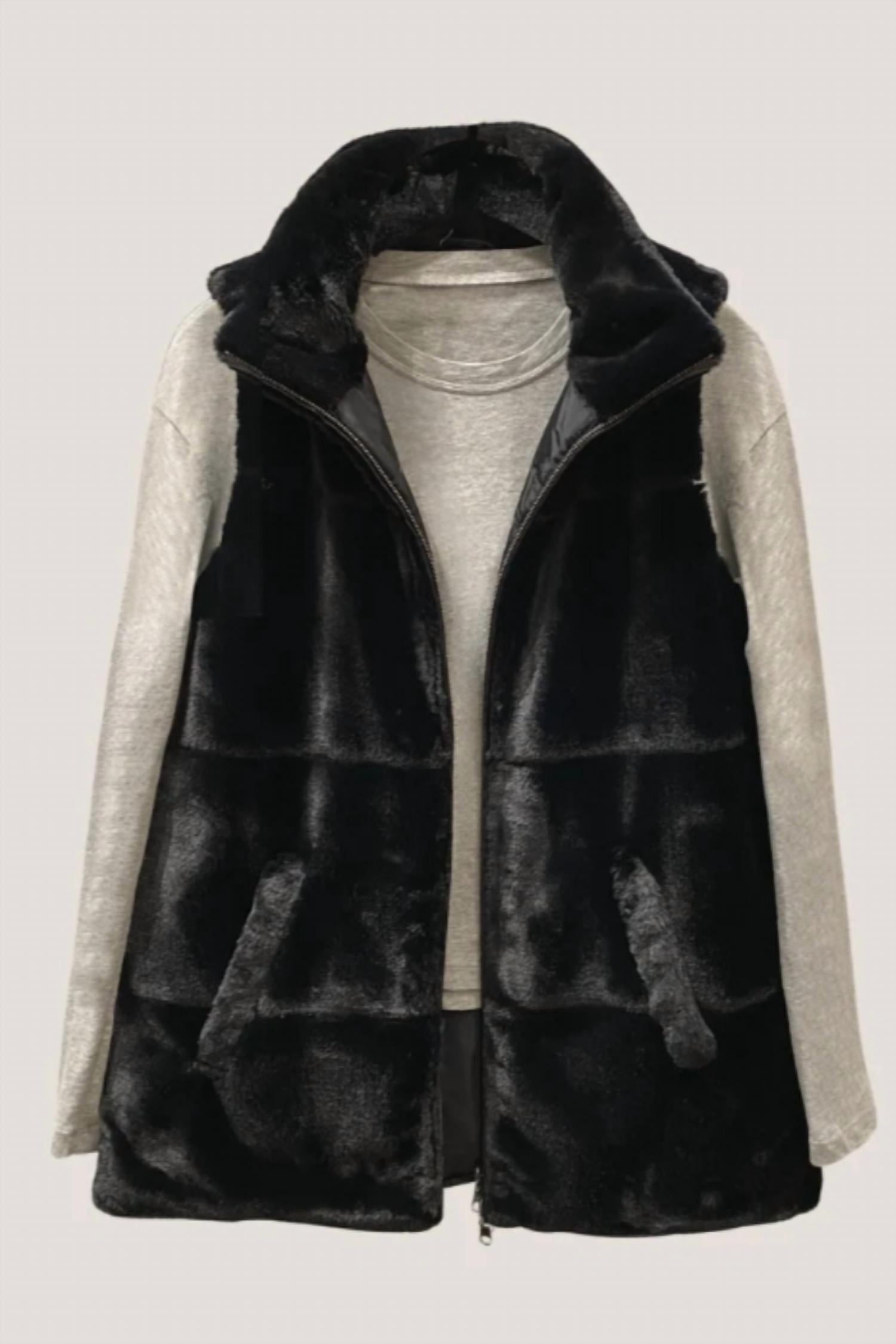 Dylan by True Grit Women's Fur Reversible Vest in black - women's jacket - alternate view