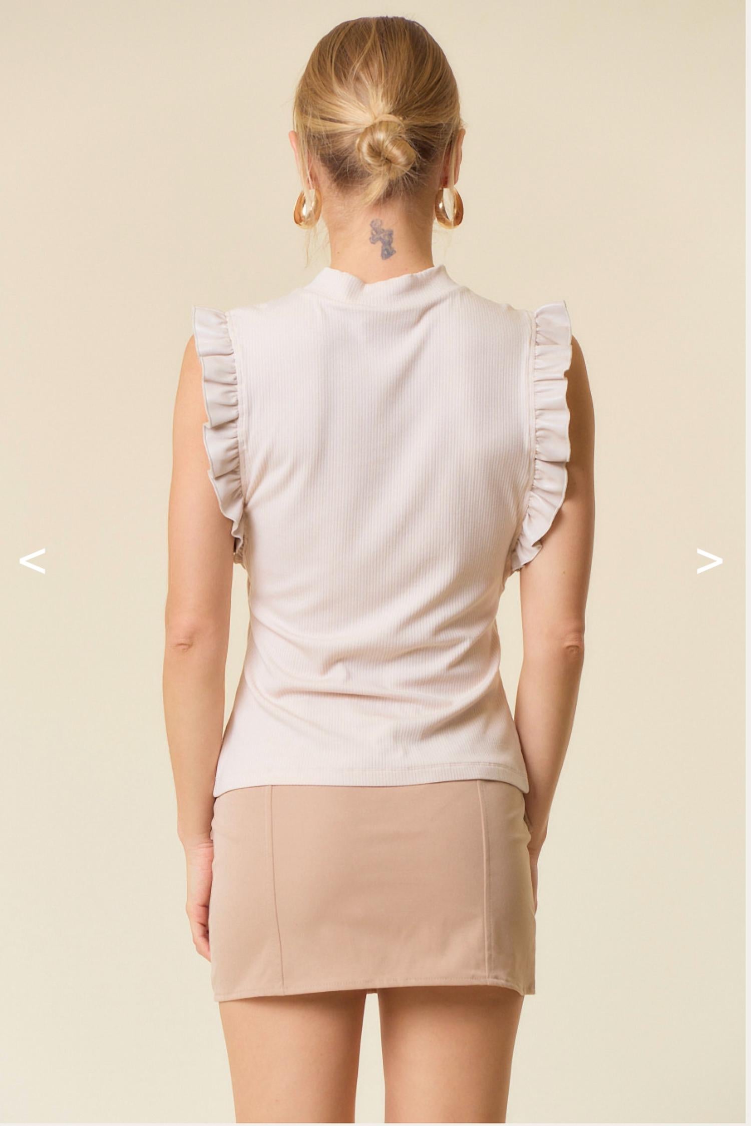 Doe And Rae - Faux Leather Ruffle Tank Top