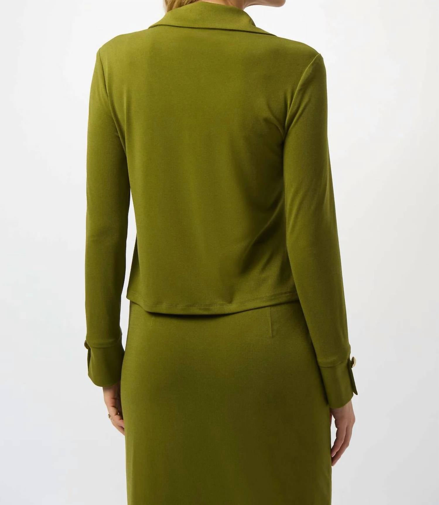 Joseph Ribkoff - Collared V-neck Long Sleeves Fitted Top