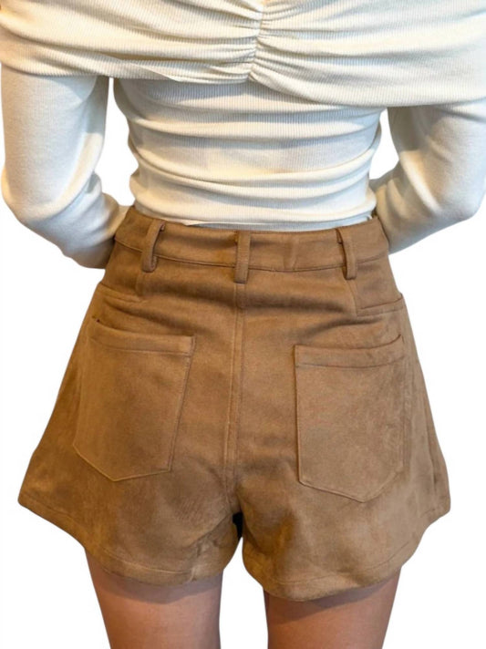 Day + Moon - Elani Suede Fit & Flare Shorts