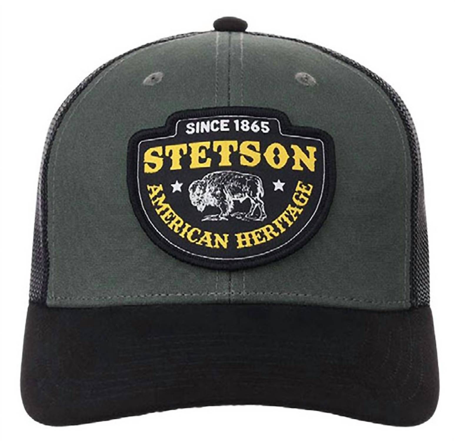 Stetson American Heritage Patch Snapback Six Panel Cap in green black - men's hat