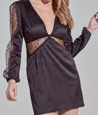 Lace Detail Satin Mini Dress