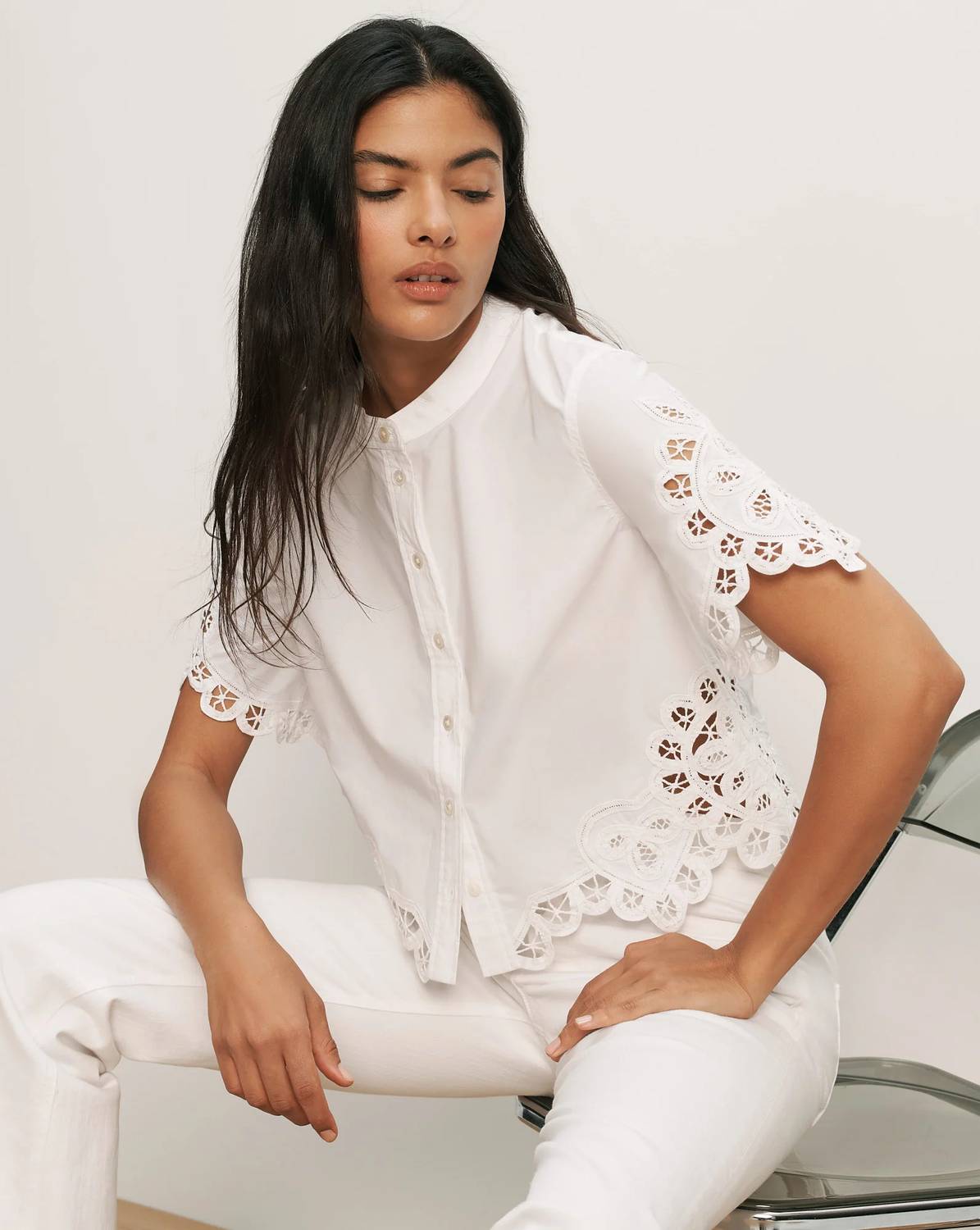 Veronica Beard - Aleck Lace Button-down Shirt