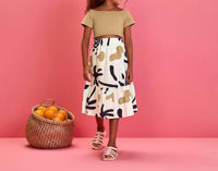 Nanai - Girl's Chic Boxy Tee & Printed Skirt Set