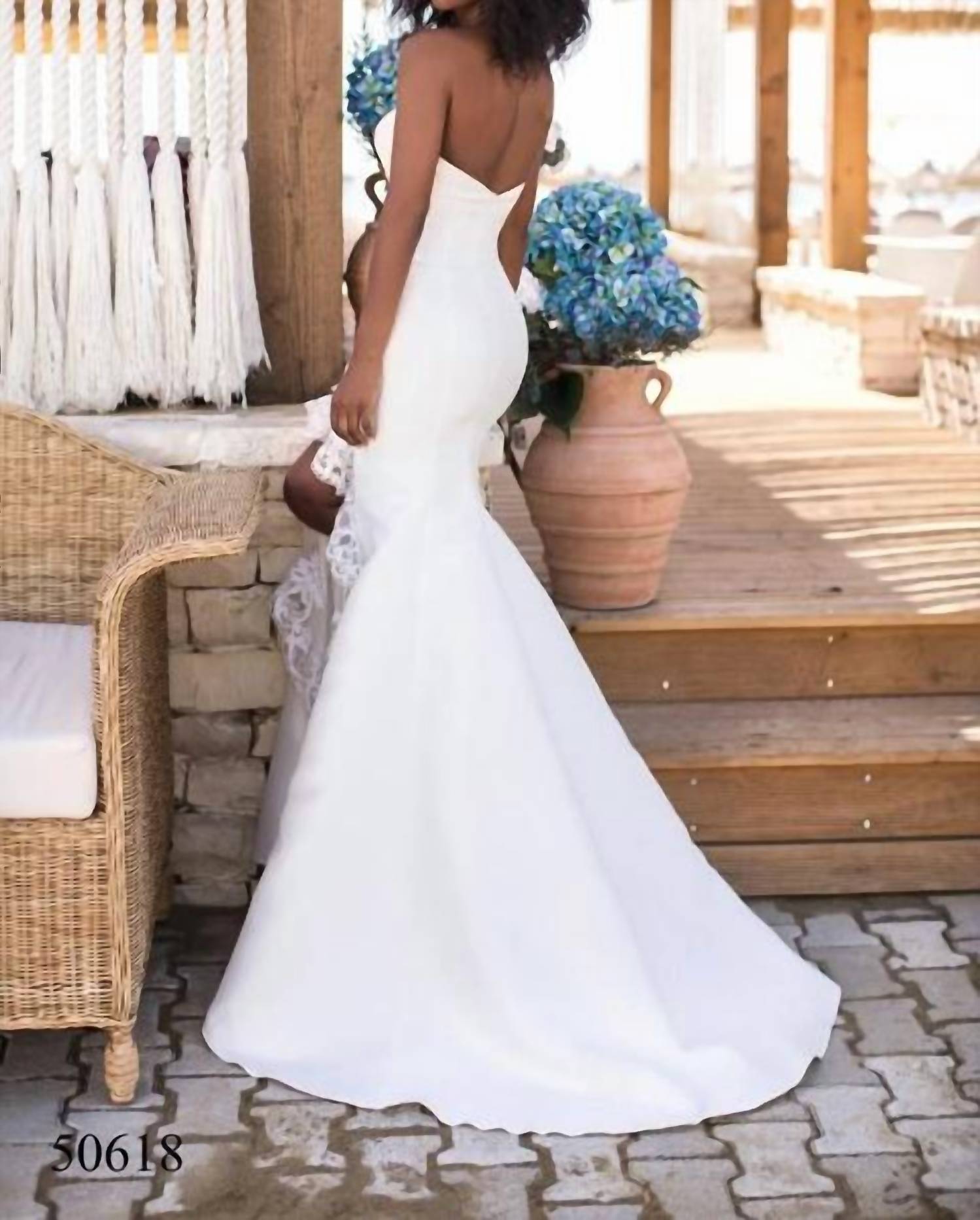 Tarik Ediz - Ruffle Slit Strapless Dress