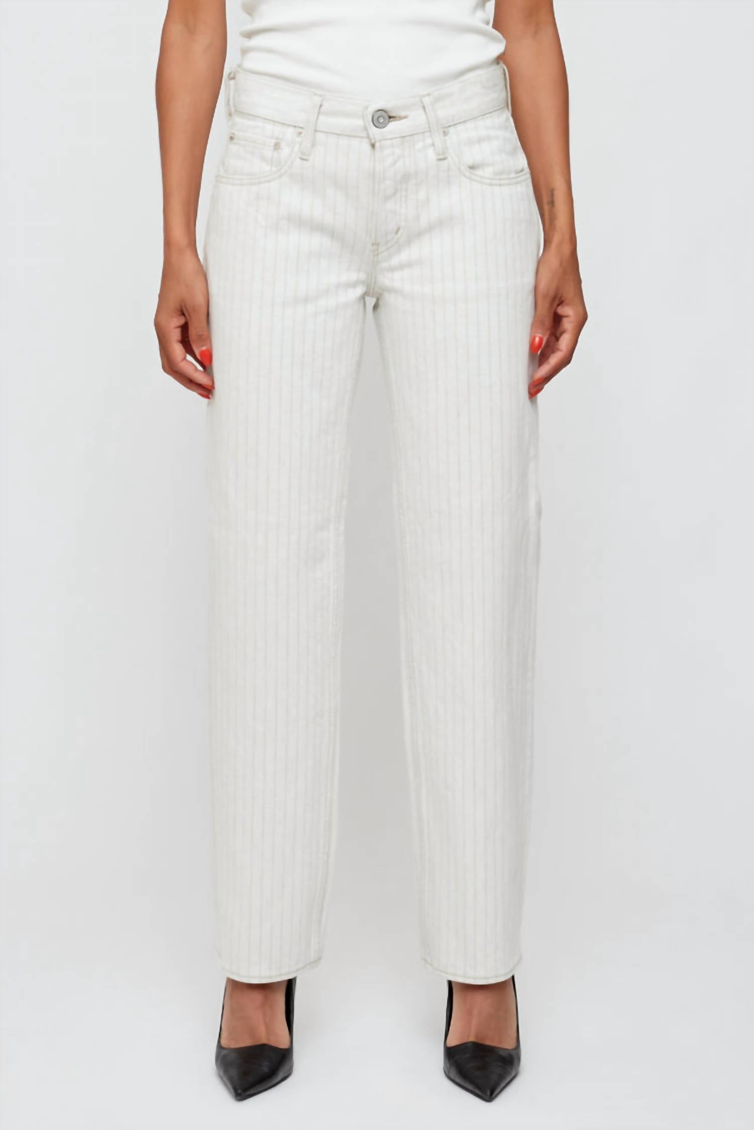 Moussy Elmora Low Rise Straight Jean in mix white - women's jeans