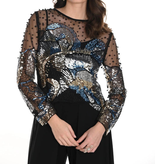 Frank Lyman - Embellished Floral Top