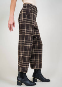 LISETTE Plaid Wide Crop Pant in chocolate - women's pants - detail view