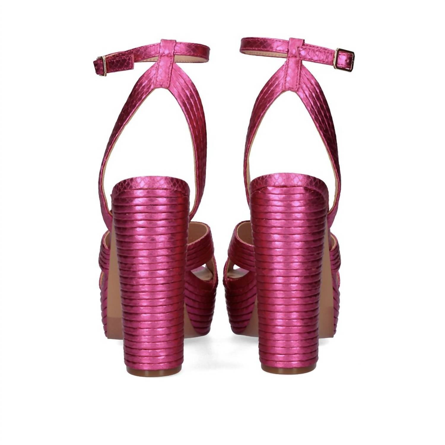 Exe Women's Ophelia Platform Block Heel in fuchsia snake - women's heels - view 5