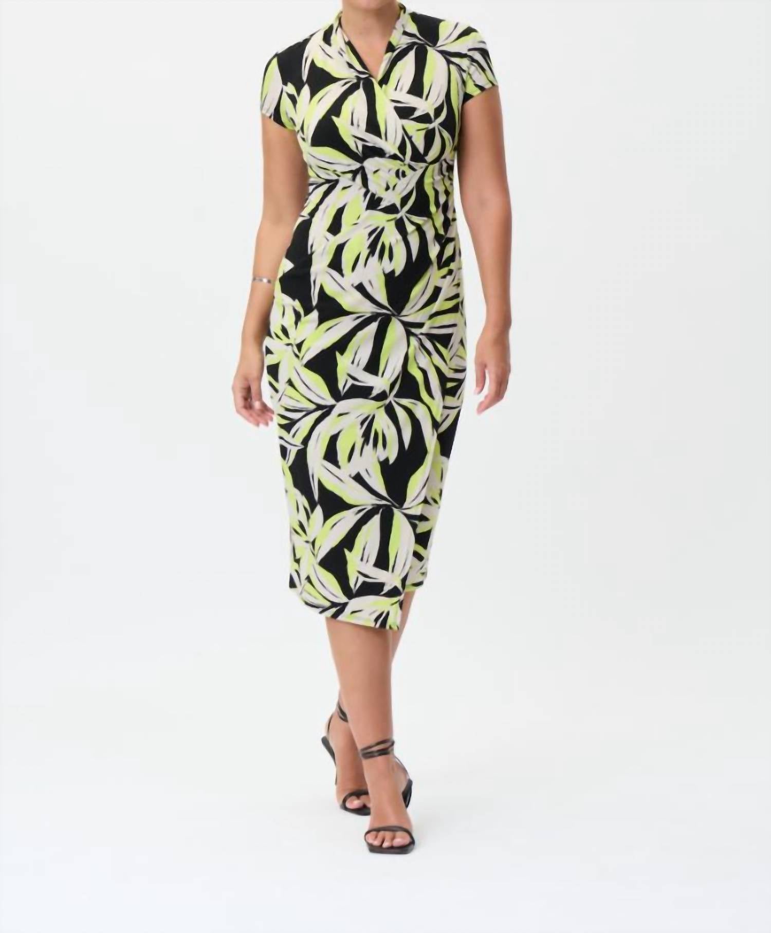 Leaf Print Wrap Style Dress