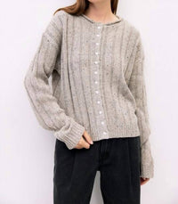all : row Theodora Flared Sleeves Cardigan in grey - women's cardigan - view 4