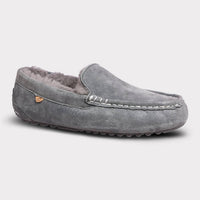 Lamo Women's Callie Slip-on Moccasin in charcoal - women's shoe - detail view