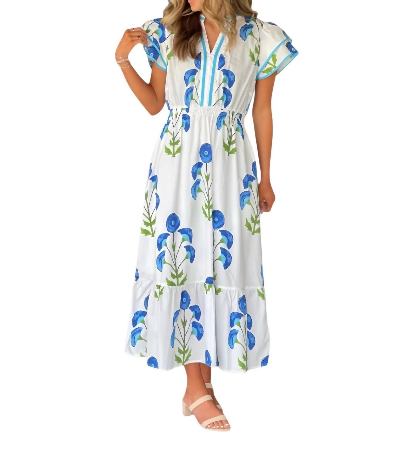 umgee Blossom Meadow Midi Dress in white - women's dress - alternate view