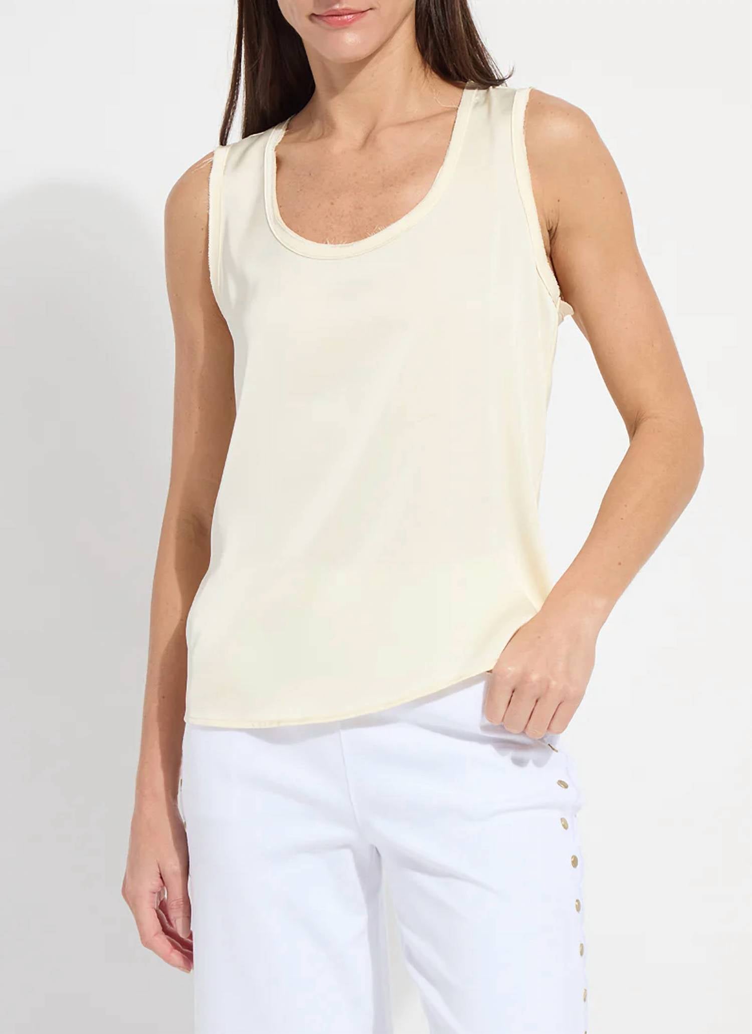Lysse Filipa Mixed Media Tank in french vanilla - women's tank top