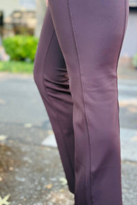Spanx Dressy Micro Flare Pants in truffle brown - women's pants - detail view