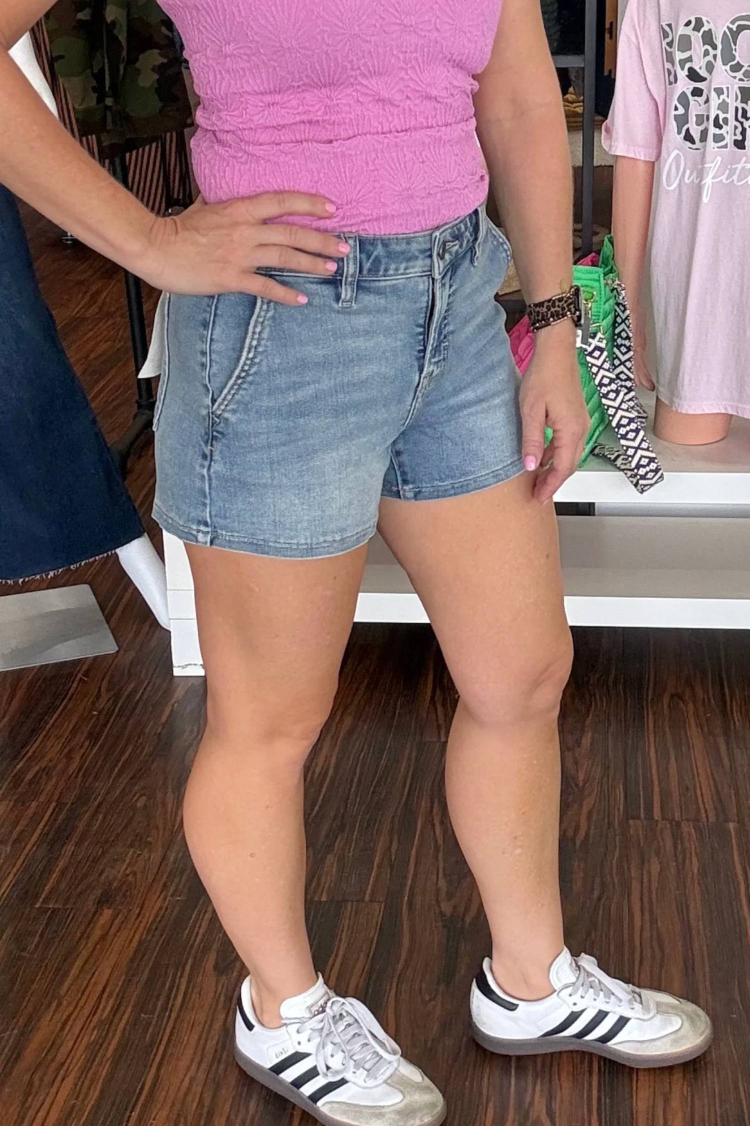 Hidden - High Rise Stretch Denim Shorts