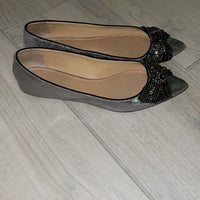 TORY BURCH Women's Vanessa Ballerina Slip On Metallic Ballet Flat Shoes in metallic silver - women's flats