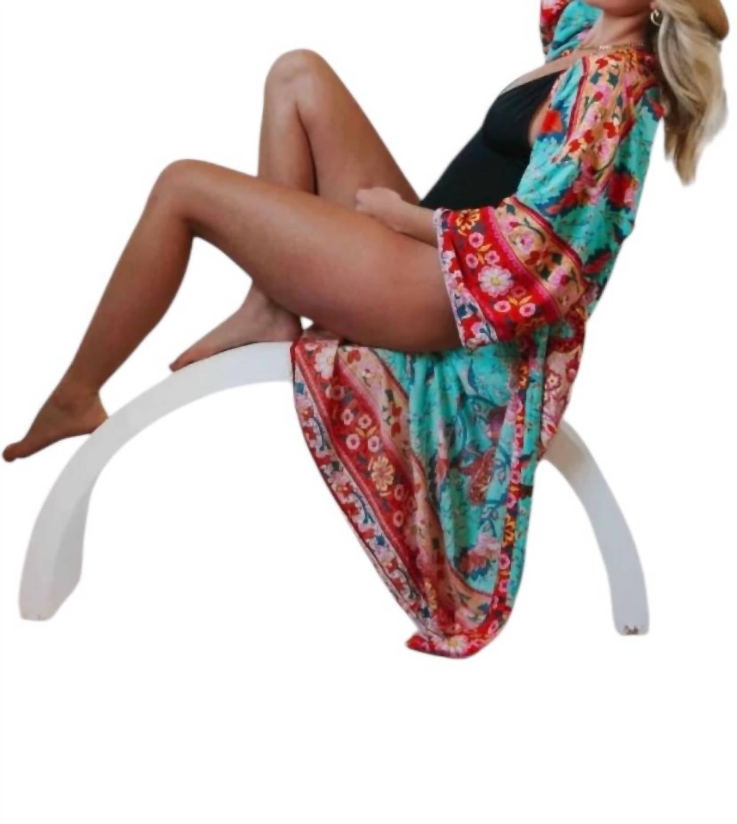 Pretty Simple - Tie Front Boho Chic Floral Kimono