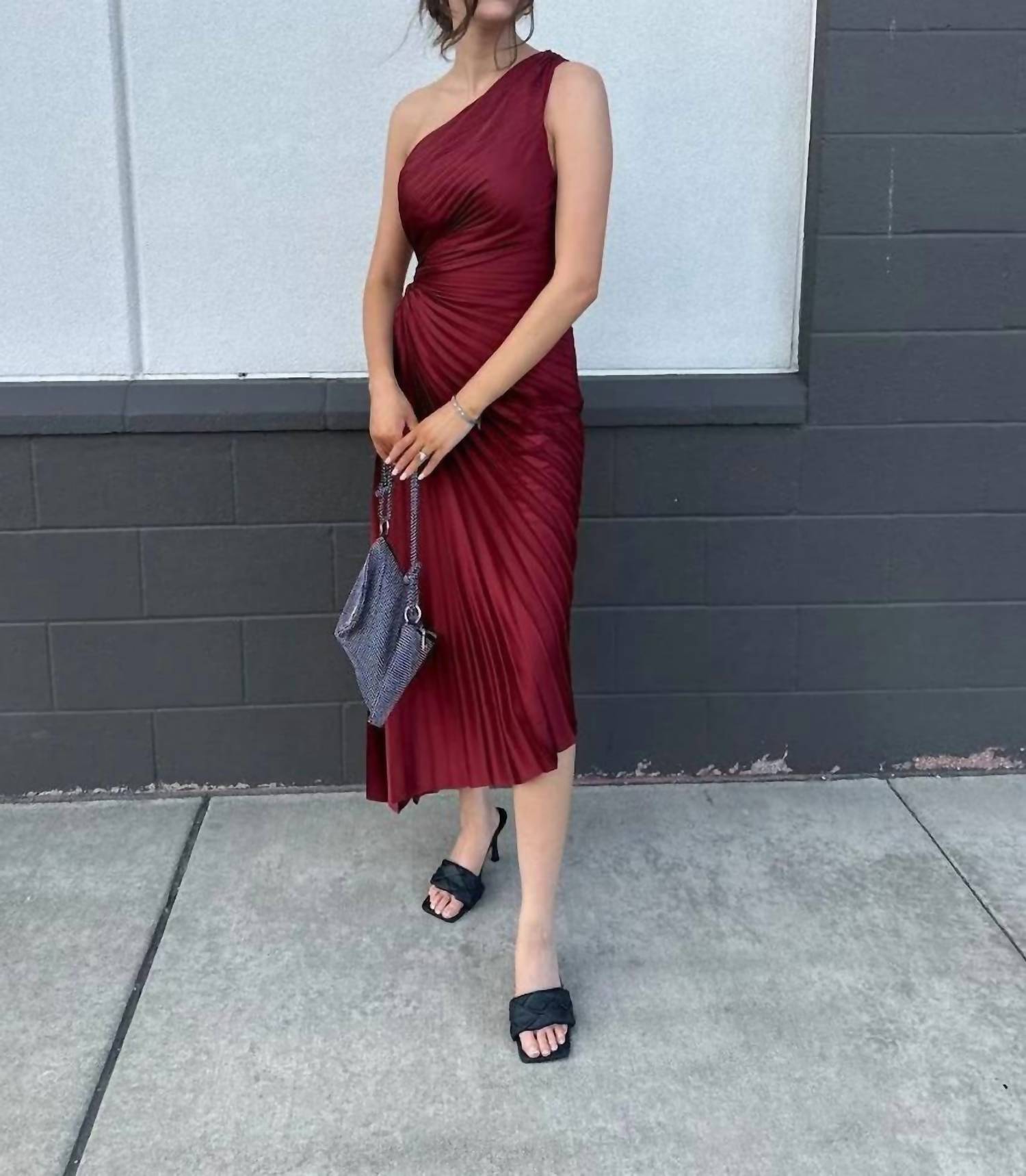 Dress Forum - Olympia Asymmetrical Pleated Maxi Dress