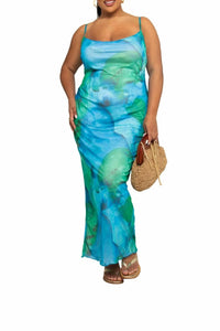 Fashion Szn Curve - Curve Strappy Abstract Print Maxi Dress