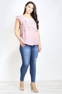 Zenobia - Ruffle Lace Flutter Sleeve Blouse