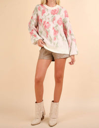 Very J - Garden Bliss Floral Print Knit Sweater