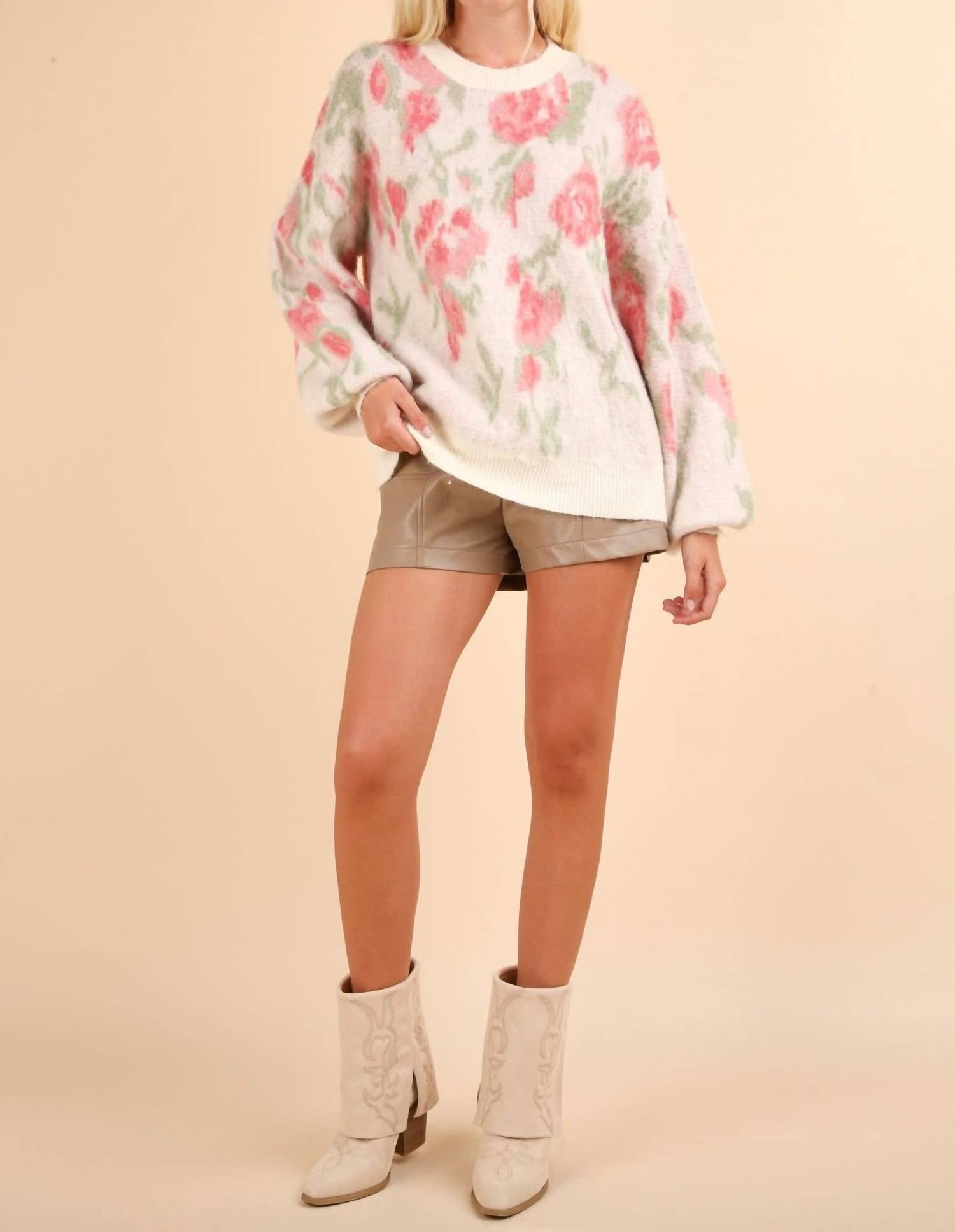 Very J - Garden Bliss Floral Print Knit Sweater