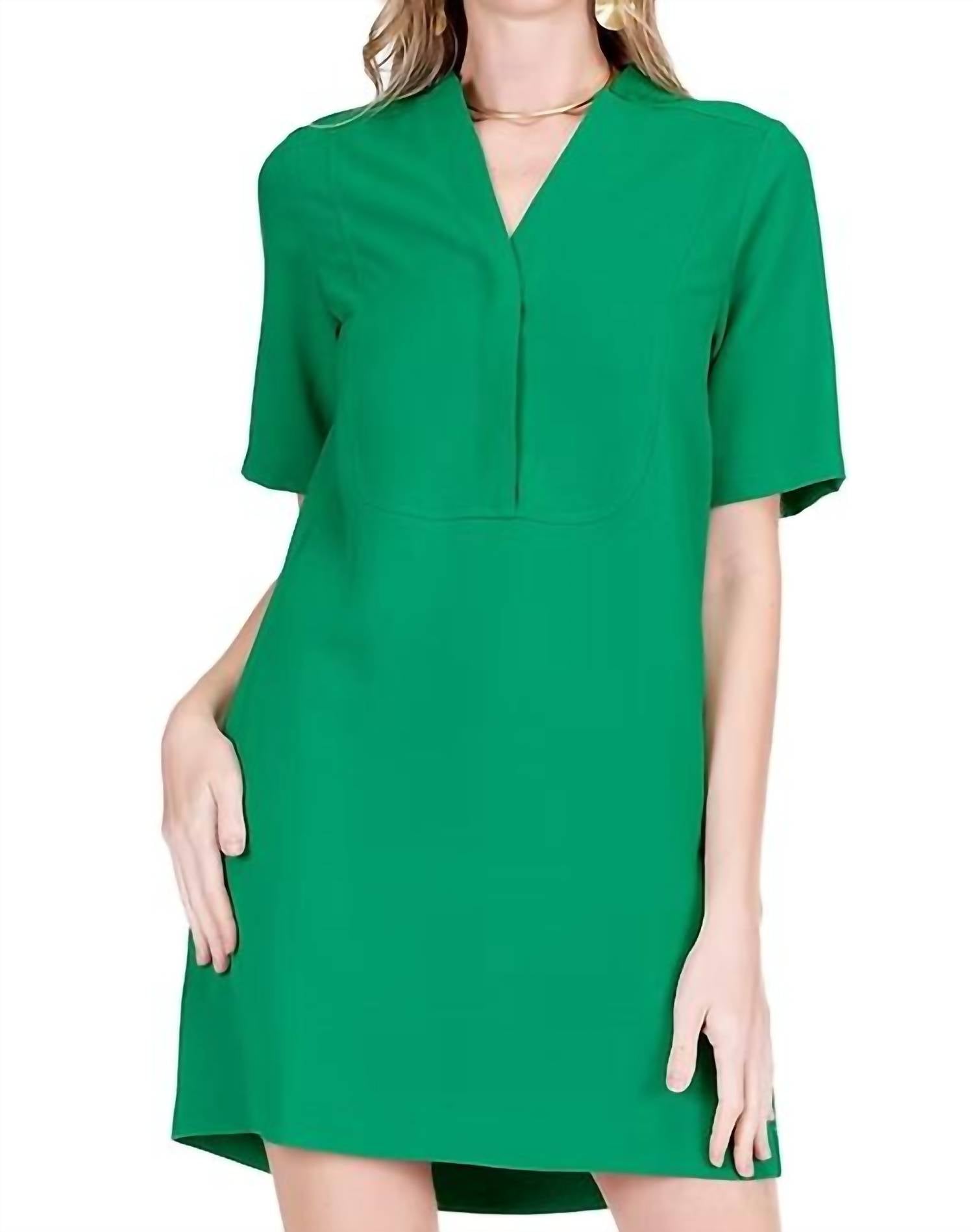 Jade Front Yoked Dress in green - women's dress