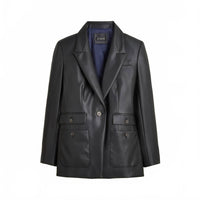 J.Crew Women's Vivienne Fuax Leather Single Button Blazer Jacket in black - women's jacket - alternate view