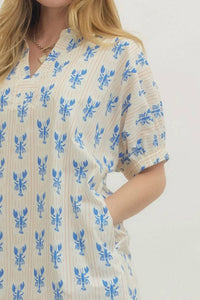 Entro - Lobster Printed Puff Sleeve Mini Dress