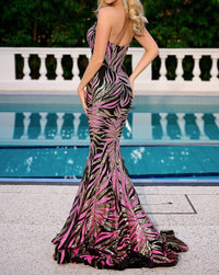 PORTIA&SCARLETT Off The Shoulder Dress in black pink gold - women's dress - detail view