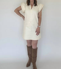 Thml - Neutral Denim Flutter Sleeve Dress