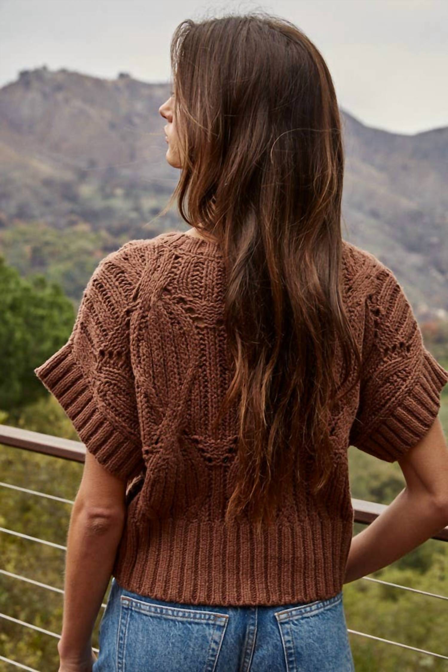 By Together - Knit Sweater Crochet Round Neck Short Sleeve Top