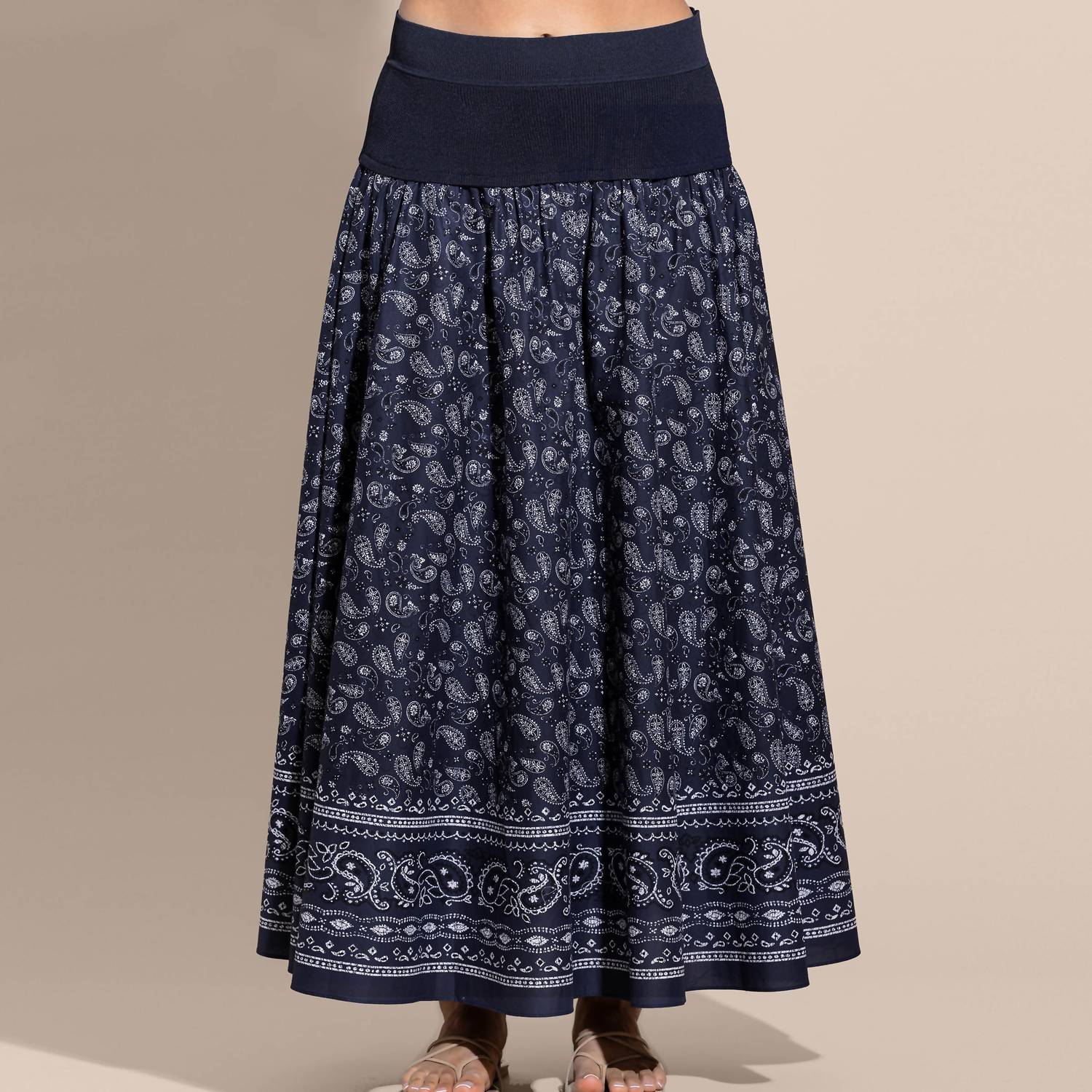Go By Go Silk - Cotton In On The Yoke Midi Skirt