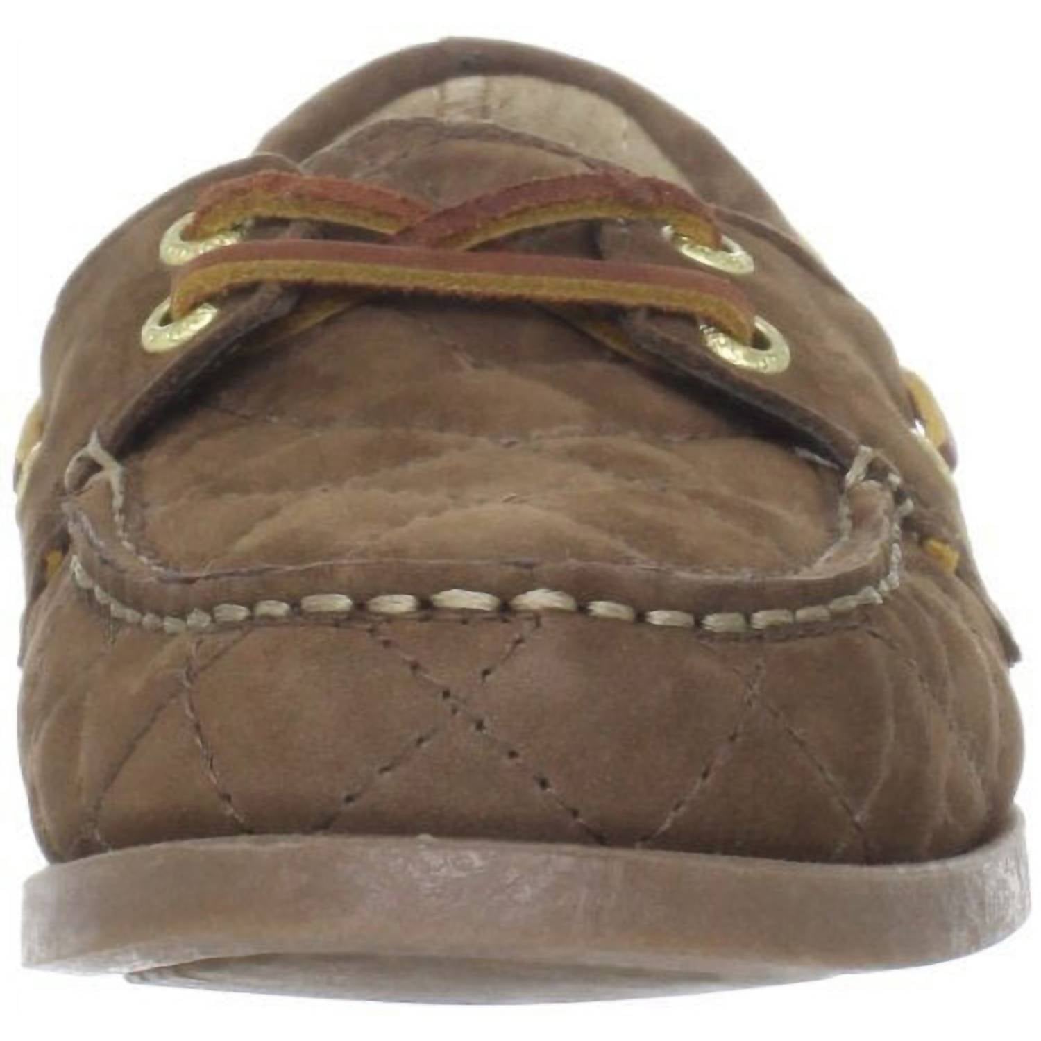 Sebago Women's Coast Two Eye Quilted Boat Shoes in brown - women's flats - alternate view