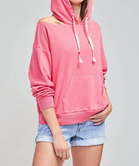 Wildfox - Long Sleeve Cut-out Shoulder Pullover Hoody