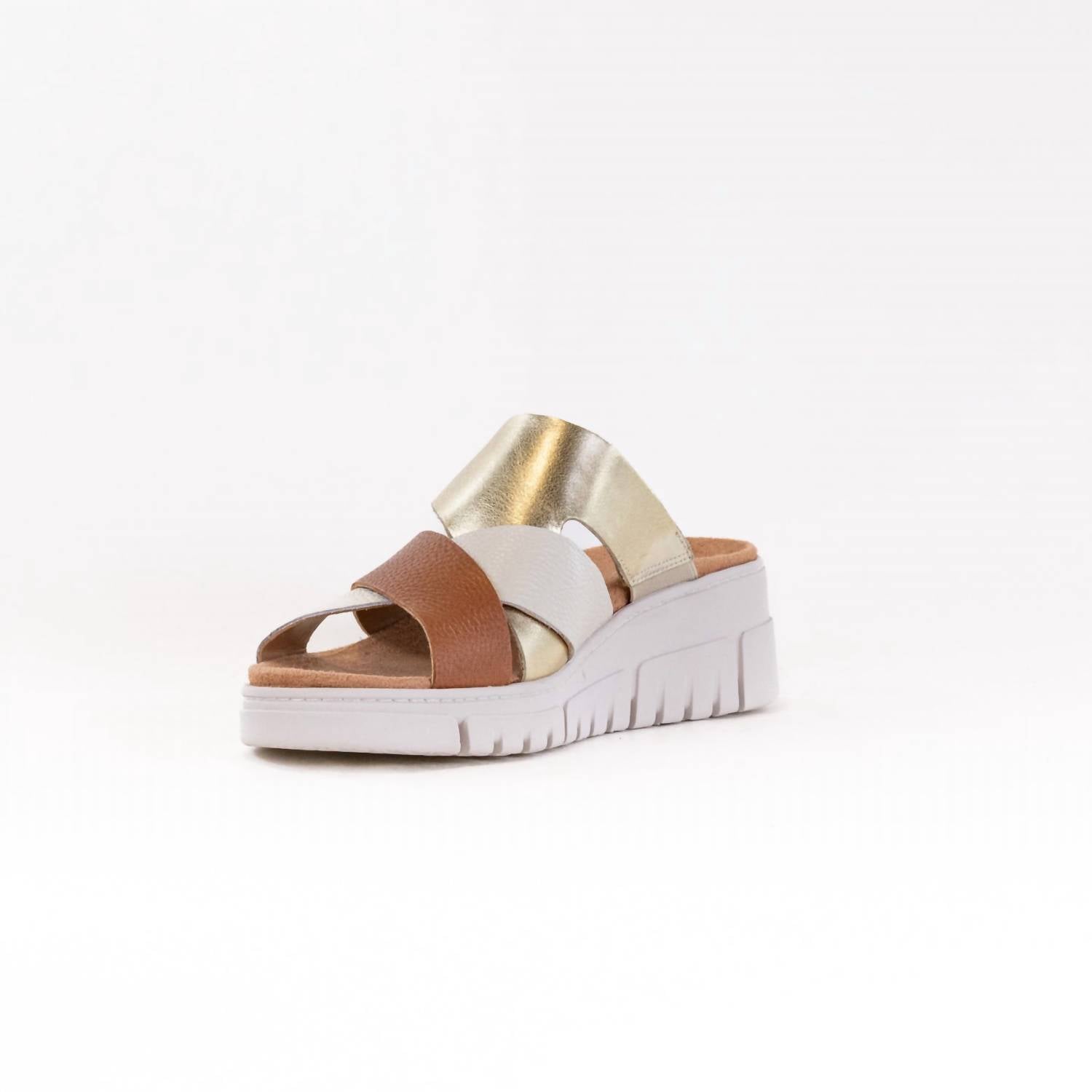 VIONIC Women's Uptown Sunset Wedge Sandal in metallic tan gold leather - women's sandal - view 4
