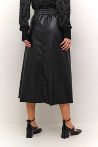 Kaffe - Kamikka Faux Leather A-line Midi Skirt