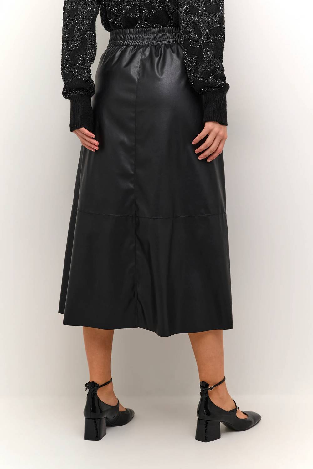 Kaffe - Kamikka Faux Leather A-line Midi Skirt