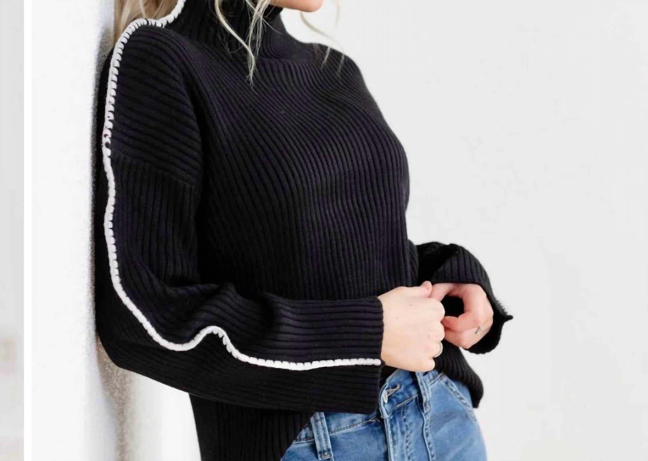Elan - Stitch Mock Neck Sweater