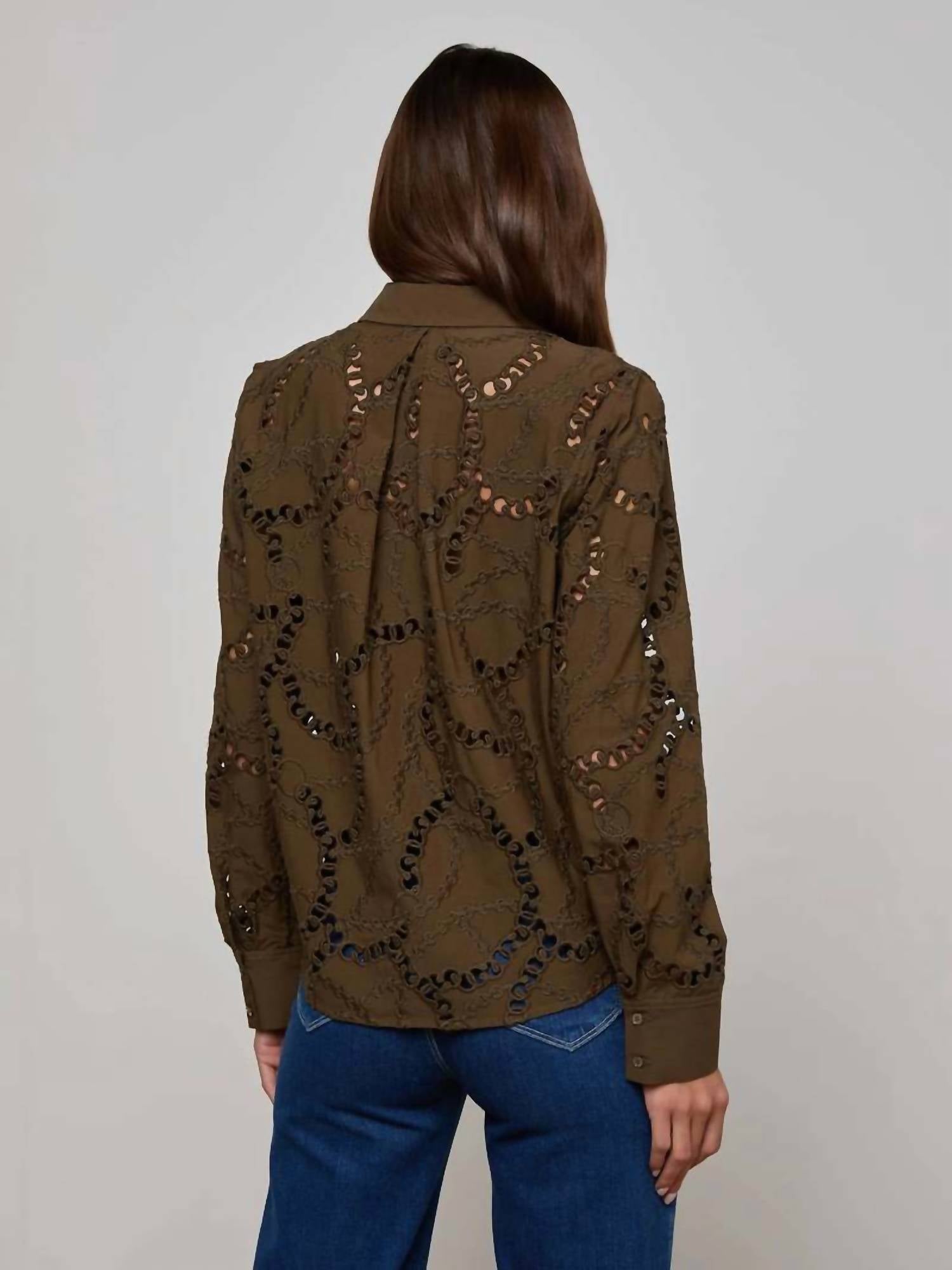 L'Agence - Ellery Eyelet Long Sleeve Blouse