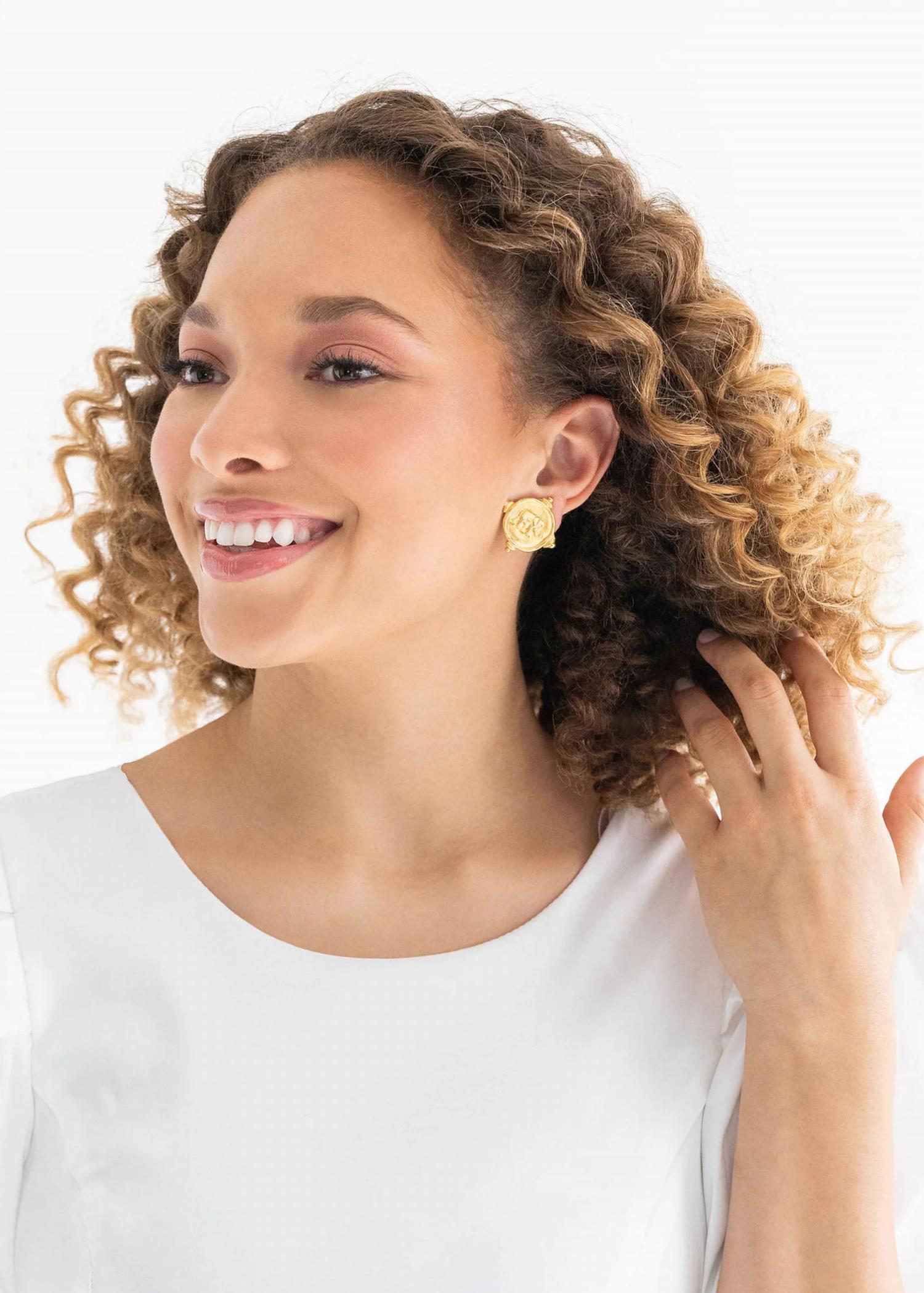 Susan Shaw - Elephant Intaglio Stud Earrings
