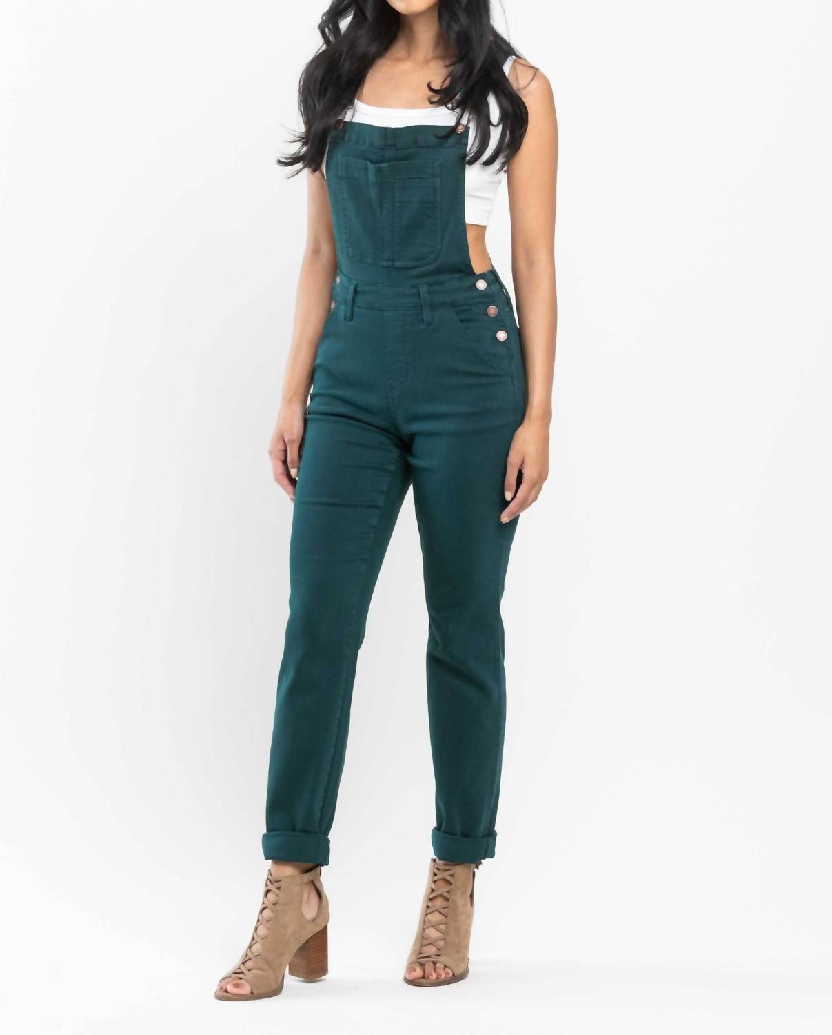 Judy Blue - Garment Dyed High Rise Double Cuffed Overalls