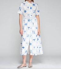 Vilagallo - Ocean Print Midi Shirt Dress