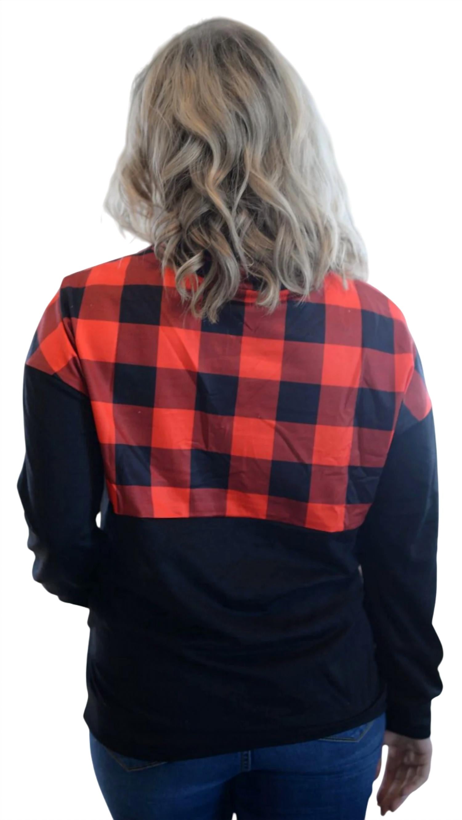 Shirley Stone - Buffalo Plaid Zip Up Pullover