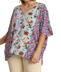 Umgee - Mixed Floral Print Top -plus