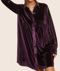 La Miel - Velvet Mini Shirt Dress
