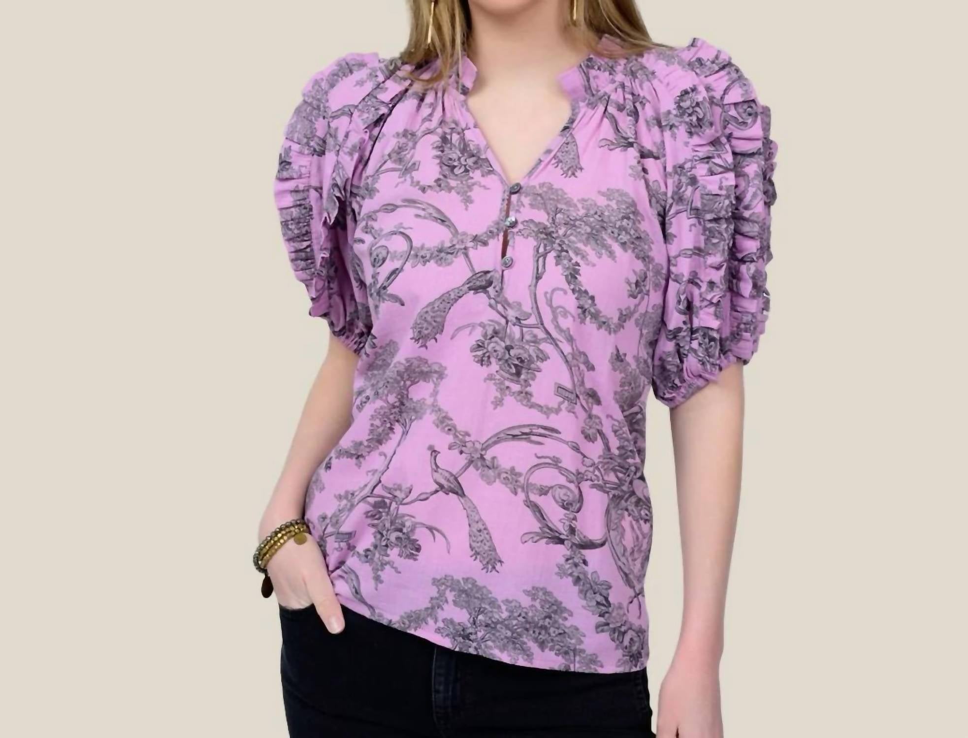 Ivy Jane - Oriana Toile Ruffle Sleeve Top