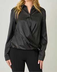 Mystree - Stripe Twisted Bottom Blouse